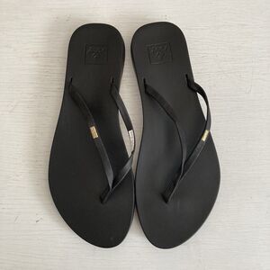 Reef Womens Cushion Bounce Slim Flip Flops Size 8 Black Lightweight Thin Strap